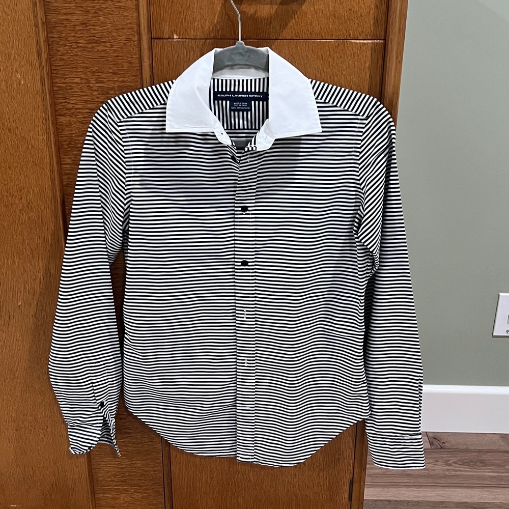 Vintage Ralph Lauren Sport Black and White Striped Shirt